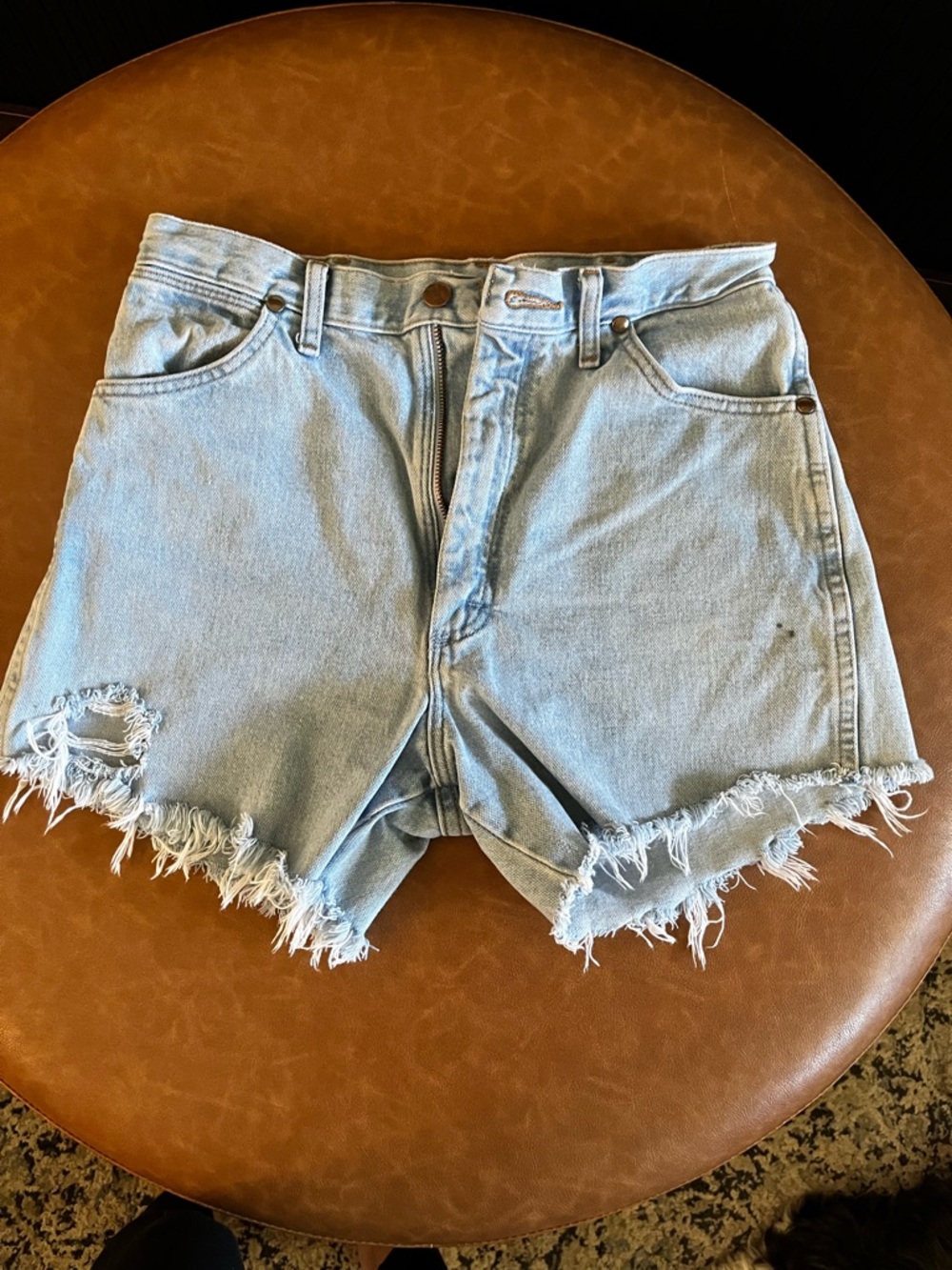 Wrangler Light Blue Distressed Denim Cutoff Shorts